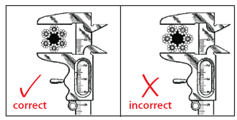 Correct way to measure a wire rope